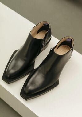 Eytys Black Leather Rubber Sole Western Cowboy Ankle Boots Size 36